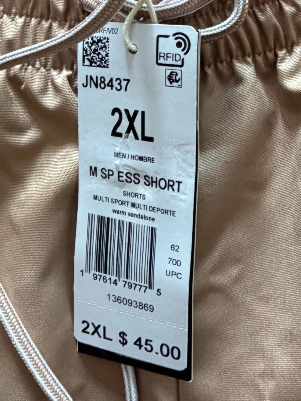NWT - Lot of 2 - Adidas Men’s XXL Athletic Shorts - Tan and Tomato Red